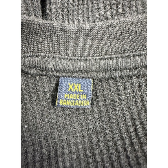 Jachs MFG Men's XXL Waffle Knit Thermal Shirt Black Long Sleeve Crewneck Cotton - Picture 4 of 6